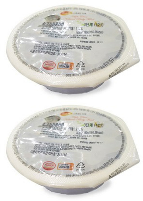 [짱죽] 3단계 이유식, 소고기흰콩진밥, 180g, 2개