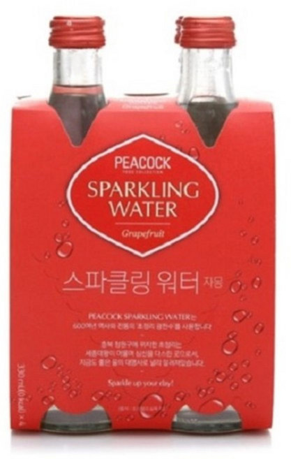 피코크 스파클링워터 자몽, 330ml, 4개