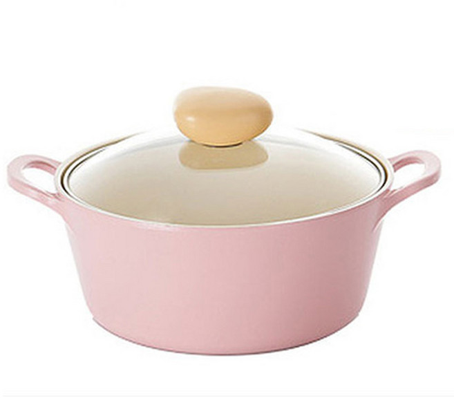 네오플램 레트로 유리양수 냄비, 22cm, 핑크, 1개