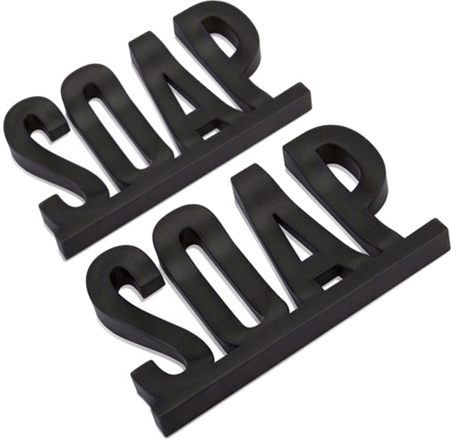 블럭마트 욕실 SOAP 실리콘 비누받침, 블랙, 2개입