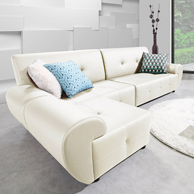 서광퍼니처 레니 라텍스 4인용 카우치형 스툴세트 소파, 크림베이지