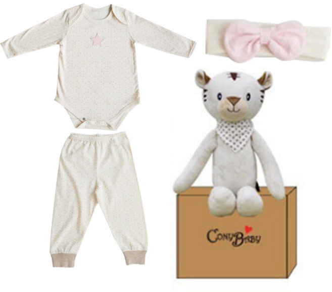 코니베이비 오가닉 탄생백일 팅거벨3종 + 아기백호티티 애착인형 + 선물박스
