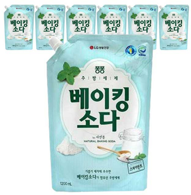 LG생활건강 퐁퐁 베이킹 소다 주방세제 리필, 1.2L, 7개