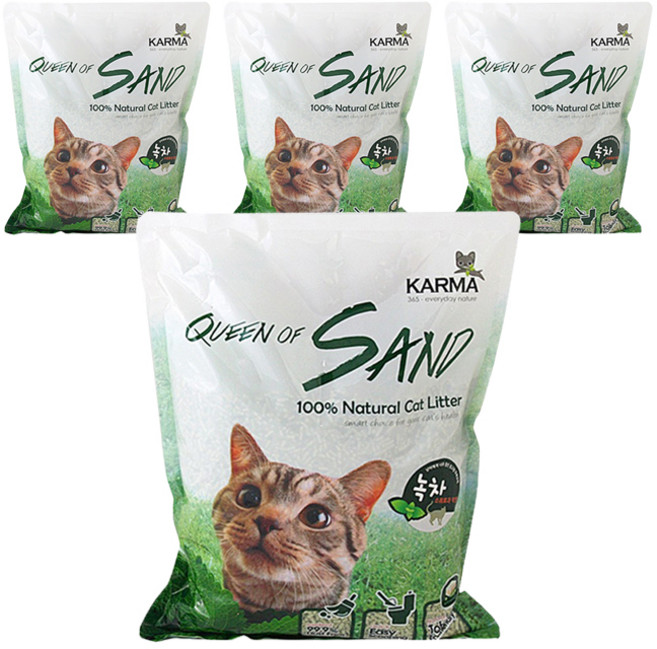 퀸오브샌드 응고형 고양이 두부 모래 녹차, 7L, 4개