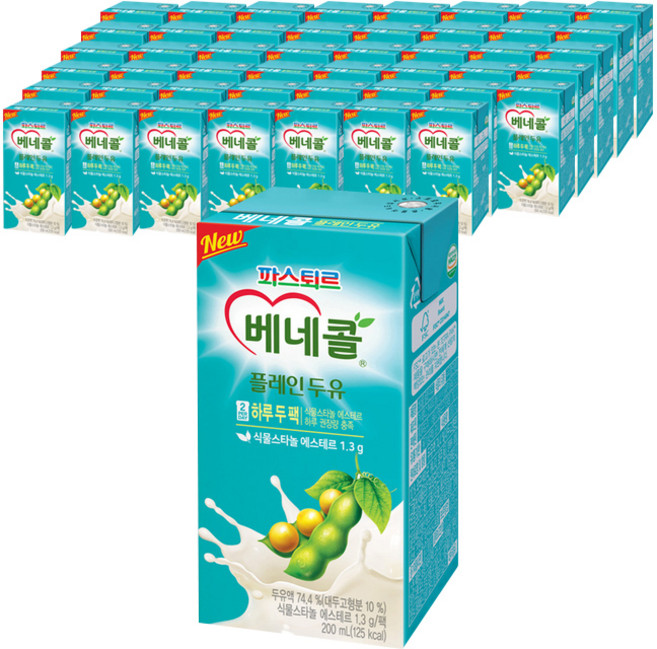 파스퇴르 베네콜 플레인 두유, 200ml, 48개
