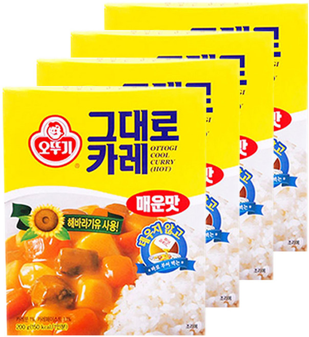 오뚜기 그대로카레 매운맛, 200g, 4개