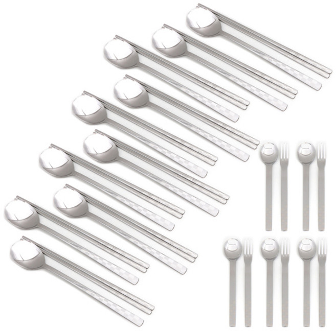 라온누리 모던체크 10인조 수저세트, 스푼 10p + 젓가락 10p + 티스푼 5p + 티포크 5p, 1세트