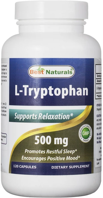 베스트네츄럴스 L-트립토판 500mg 캡슐 글루텐 프리 무설탕, 120개입, 1개, 120정 - 쿠팡