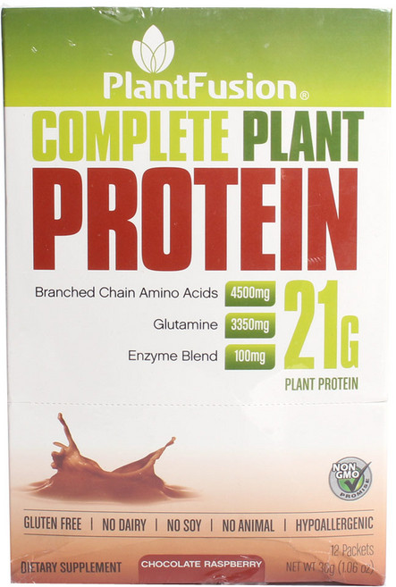 플랜트퓨전 컴플리트 플랜트 프로틴 단백질 보충제 초콜릿 라즈베리 글루텐 프리 비건, 초콜릿 라즈베리(Chocolate Raspberry), 12개입, 1개