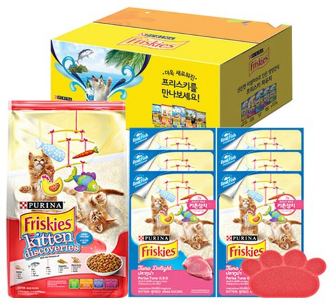 퓨리나 프리스키 스페셜키튼 고양이 사료 간식 기프트박스 (발매트 색상 랜덤), 1세트