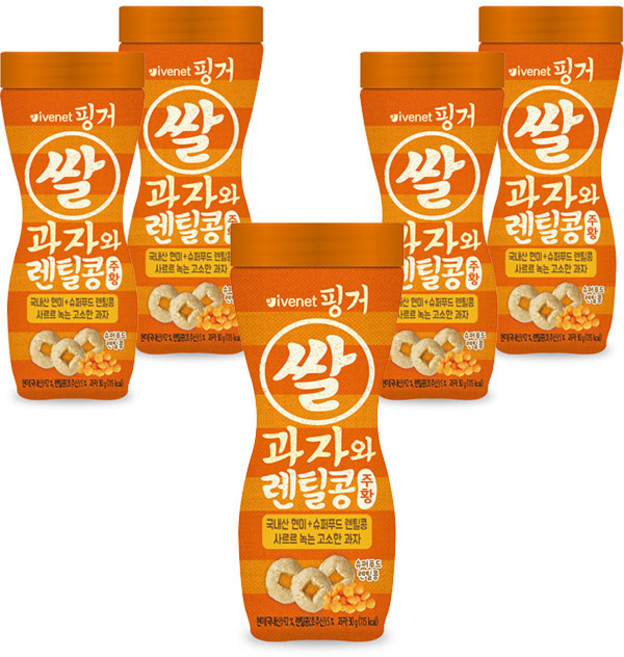 아이배냇베베 핑거 쌀과자와 렌틸콩, 감귤 + 당근 혼합맛, 5개