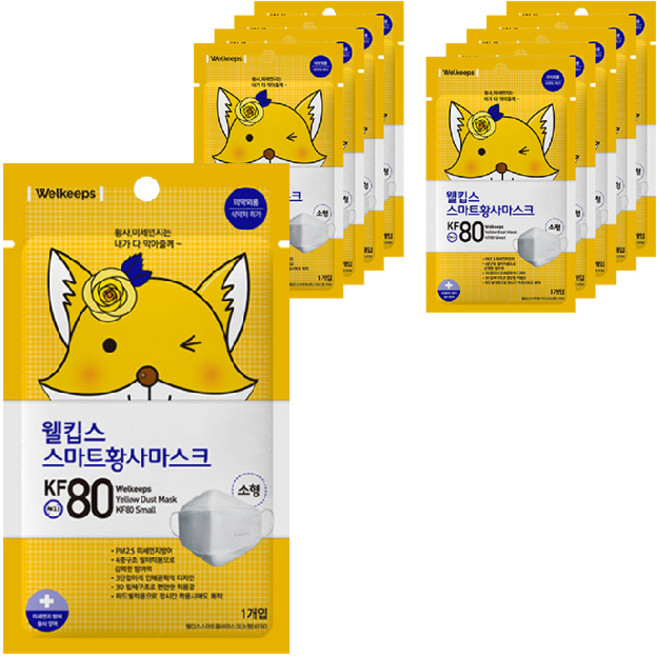 웰킵스 스마트 황사 마스크 KF80 소형, 1개입, 10개