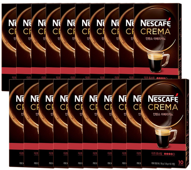 네스카페 크레마 인텐소 아메리카노 커피믹스, 1.8g, 10개입, 20개