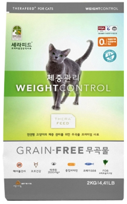 세라피드 고양이 그레인프리 기능성 사료, 다이어트, 2kg, 1개