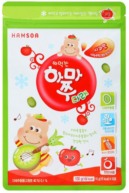 함소아 짜먹는 하마쭈 다래 어린이 멀티비타민 사과맛, 10g, 1개