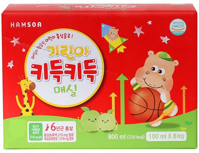 함소아 기린아 키득키득 어린이 홍삼, 8개, 100ml