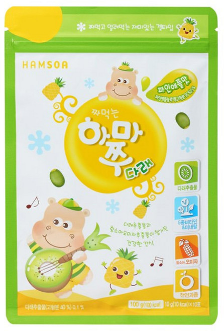 함소아 짜먹는 하마쭈 다래 파인애플맛, 10g, 1개