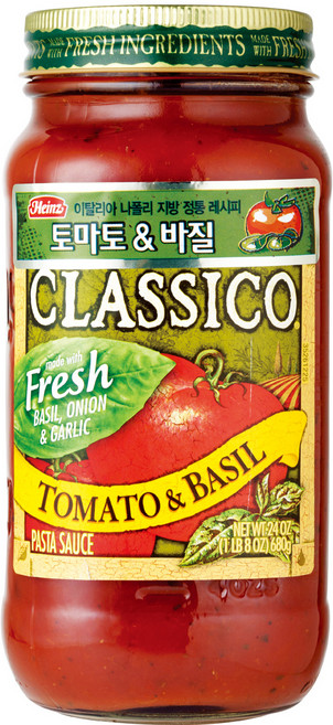 하인즈 클래시코 토마토&바질 파스타 소스, 680g, 1개