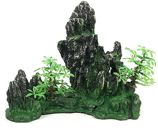 초록끈 바위산 수조장식품 SH5071, 1개