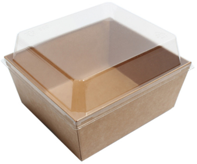 피크닉하우스 높은 정사각샌드 크라프트 본체 + 투명뚜껑, 10개, 1세트