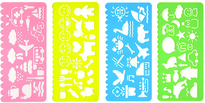 블루마토 모양자4 BC-6009 20cm 4p, 파랑 + 분홍 + 초록 + 주황, 7개