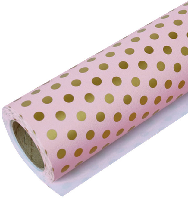 솔로몬샵 포인트도트 종이롤 포장지 대, 핑크, 1개