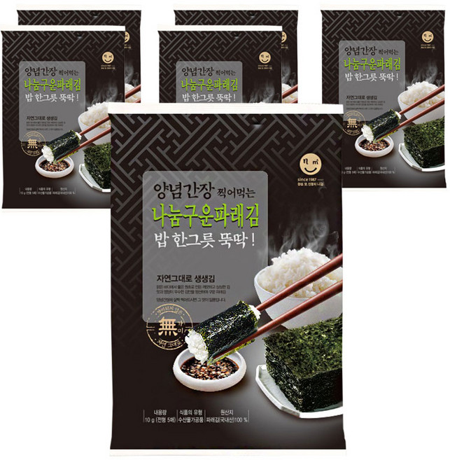 나눔김 무조미 파래구이 전장김 5매입, 10g, 6개