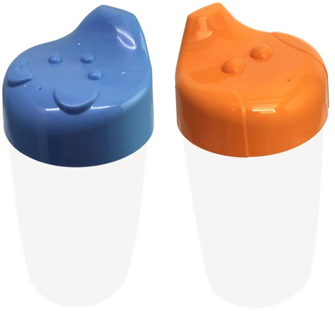 더본 수컵 하드 스파우트 컵, 하늘색 + 오렌지색, 1세트, 250ml - 쿠팡