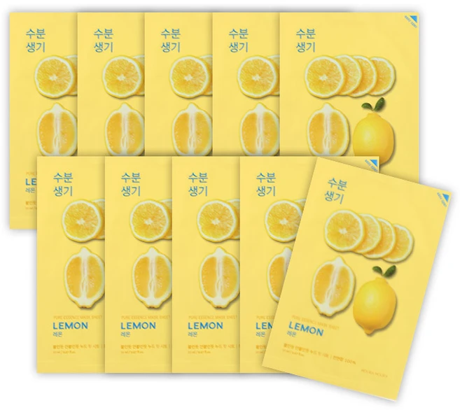 홀리카홀리카 퓨어 에센스 마스크 시트 레몬, 1개입, 10개 - 쿠팡