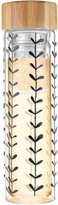 Pinky Up 블레어 글래스 트래블 인퓨저 머그 휴대용티보틀, Clear + Leaf, 473ml, 1개