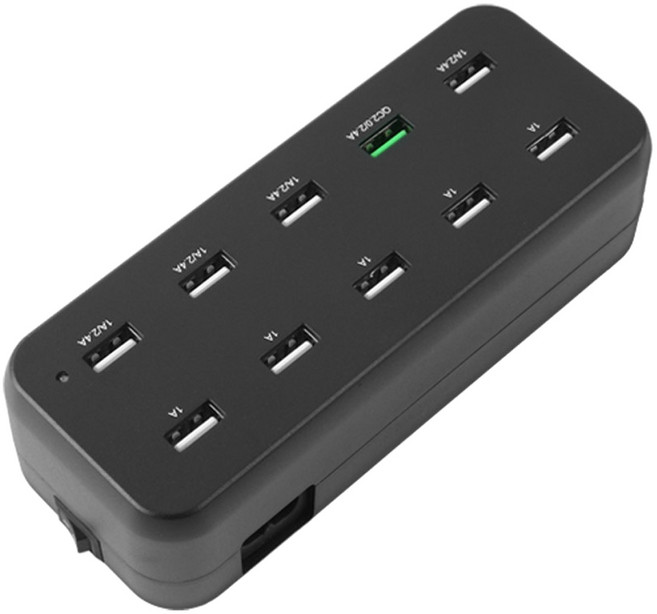 컴스마트 10포트 USB전원 멀티 충전기 Black, LS414, 1개