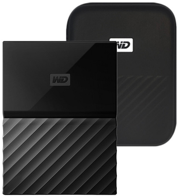 WD My Passport 휴대용 외장하드 + 파우치, 2TB, 블랙