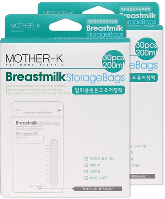 마더케이 일회용 변온 모유 저장팩 200ml, 30매, 2개