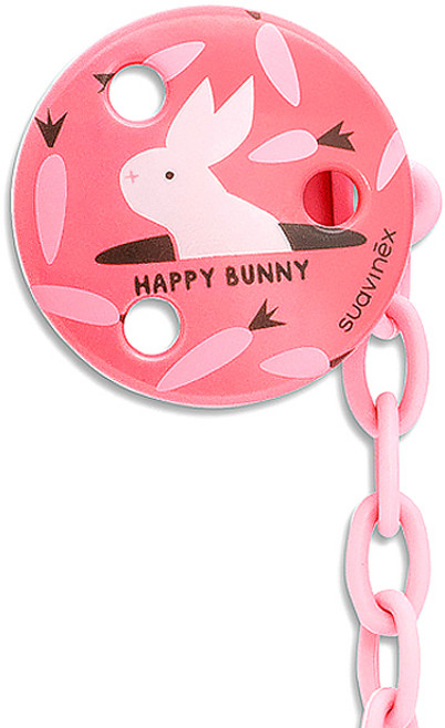 스와비넥스 해피버니 노리개 젖꼭지 체인과 클립, 버니핑크, 1개