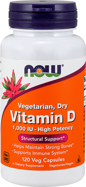 나우푸드 비타민 D 1000IU 베지 캡슐 비건 글루텐 프리, 120정, 1개