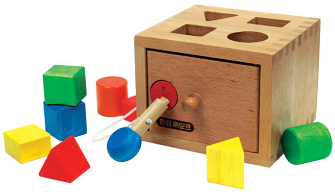 토도리브로 원목교구 도형블록상자 WOODENTOY-A, 혼합색상, 1개