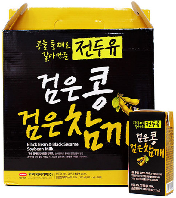 한미메디케어 콩을 통째로 갈아만든 전두유 검은콩검은참깨, 190ml, 16개