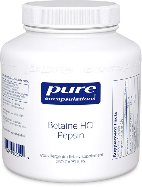 퓨어인캡슐레이션 베타인 HCL 펩신 캡슐, 1개, 250정 - 쿠팡