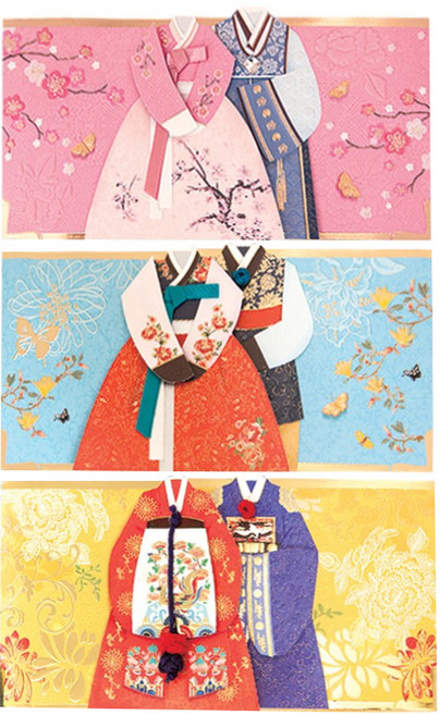 프롬앤투 보자기에 고이 접어 용돈봉투 3종 세트 fb306-126, 혼합 색상, 1세트