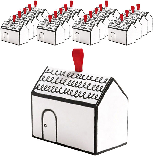 널찍한 하우스박스 20p + 레드리본, 혼합색상, 1세트