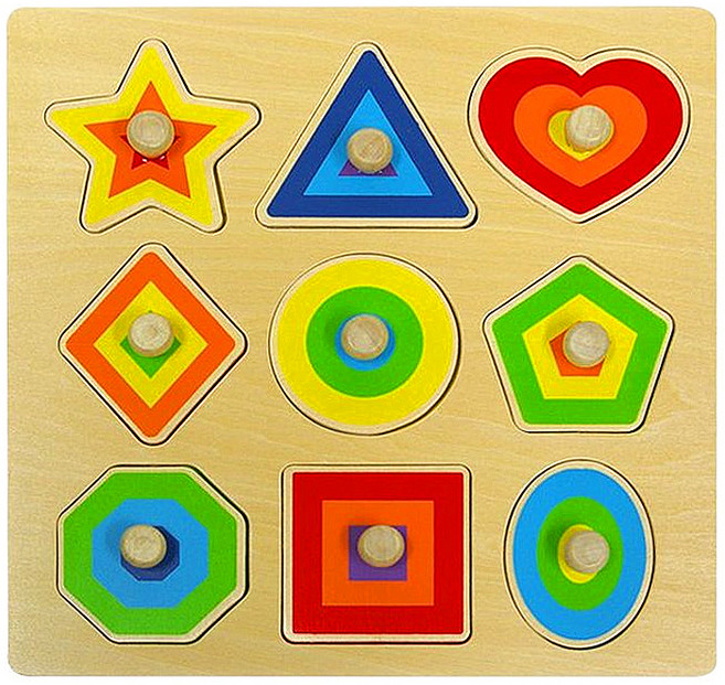 토도리브로 원목교구 도형 꼭지퍼즐, 1세트, 9피스