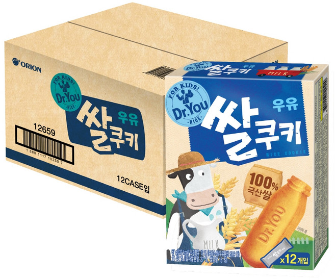 오리온 닥터유키즈 우유쌀쿠키, 67g, 12개