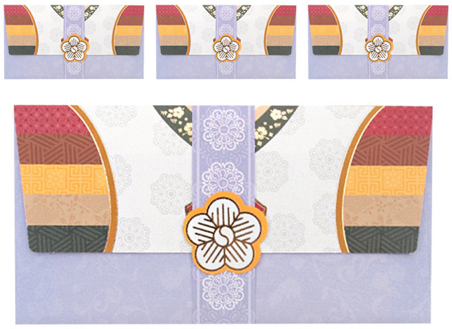 투영디자인 전통 용돈봉투, 보라, 4개입