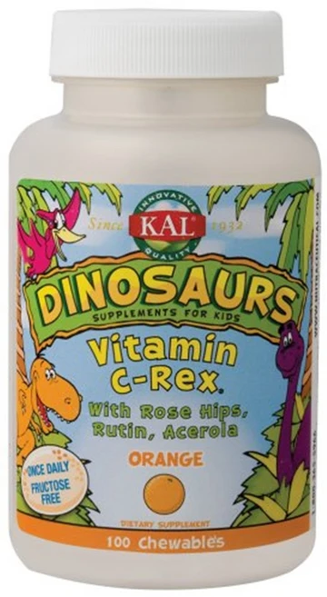 칼다이노소어스 어린이 비타민 C-렉스 오렌지맛 츄어블, 100개입, 1개, 100정 - 쿠팡