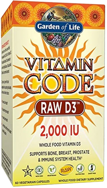 Garden of Life 비타민 코드 로우 D3 2000 IU 베지테리안 캡슐, 1개, 60정 - 쿠팡