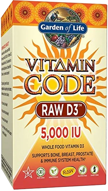 Garden of Life 비타민 코드 로우 D3 5000 IU 베지테리안 캡슐, 1개, 60정 - 쿠팡
