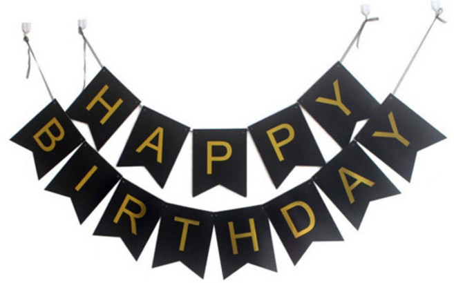 마켓감성 생일파티 가랜드, 블랙, 1개