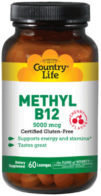 Country Life 메틸 B12 5000mcg 로젠지, 1개, 60정