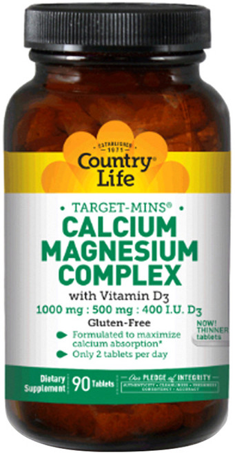 Country Life Vitamins 칼슘 1000mg 마그네슘 콤플렉스500mg 비타민 D3 400IU함유, 1개