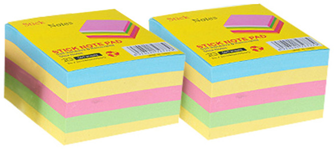 블루마토 점착 컬러 메모패드 D-4, 파랑 + 노랑 + 분홍 + 초록, 2개